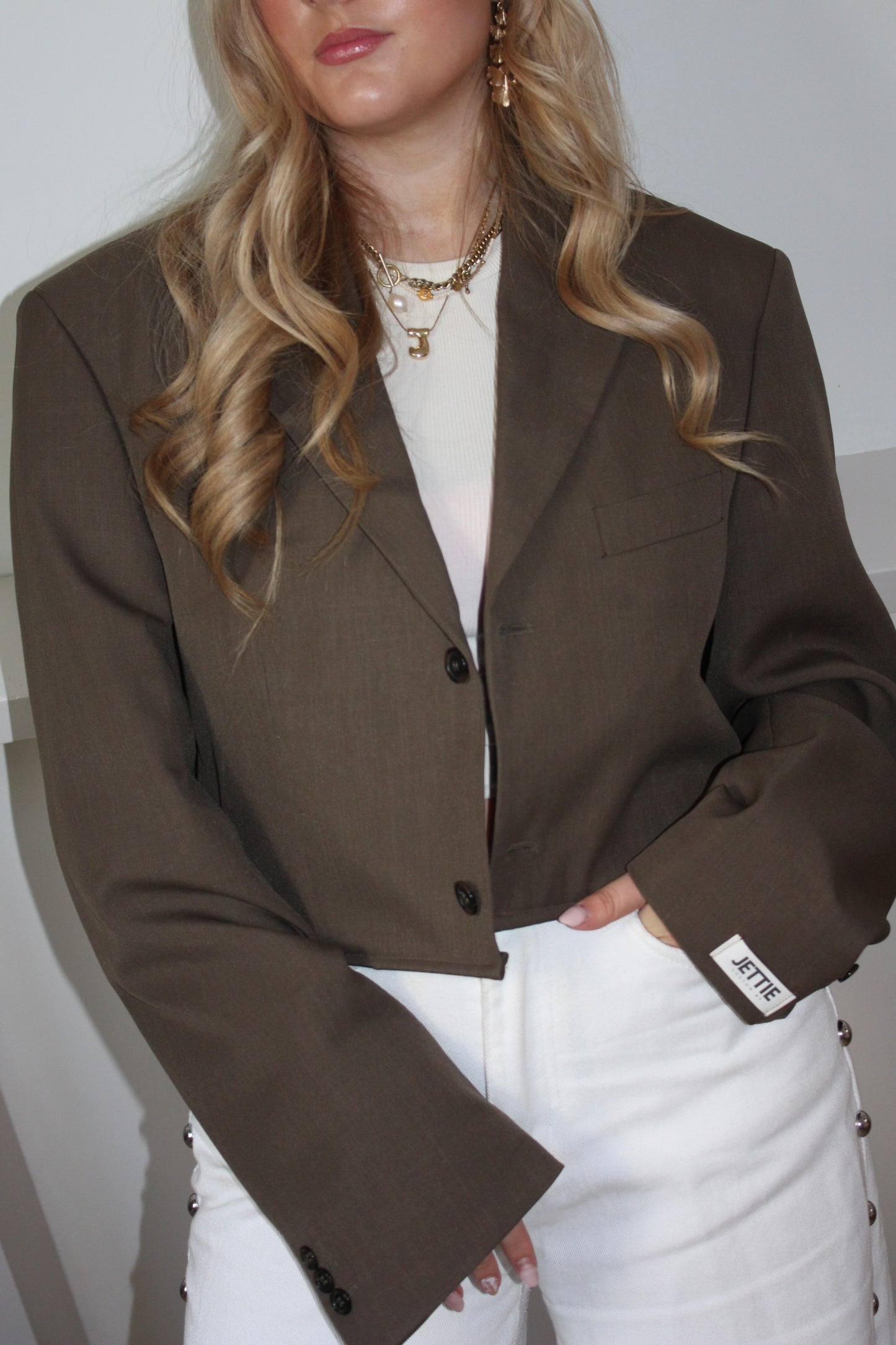 COFFEE BROWN CROPPED BLAZER