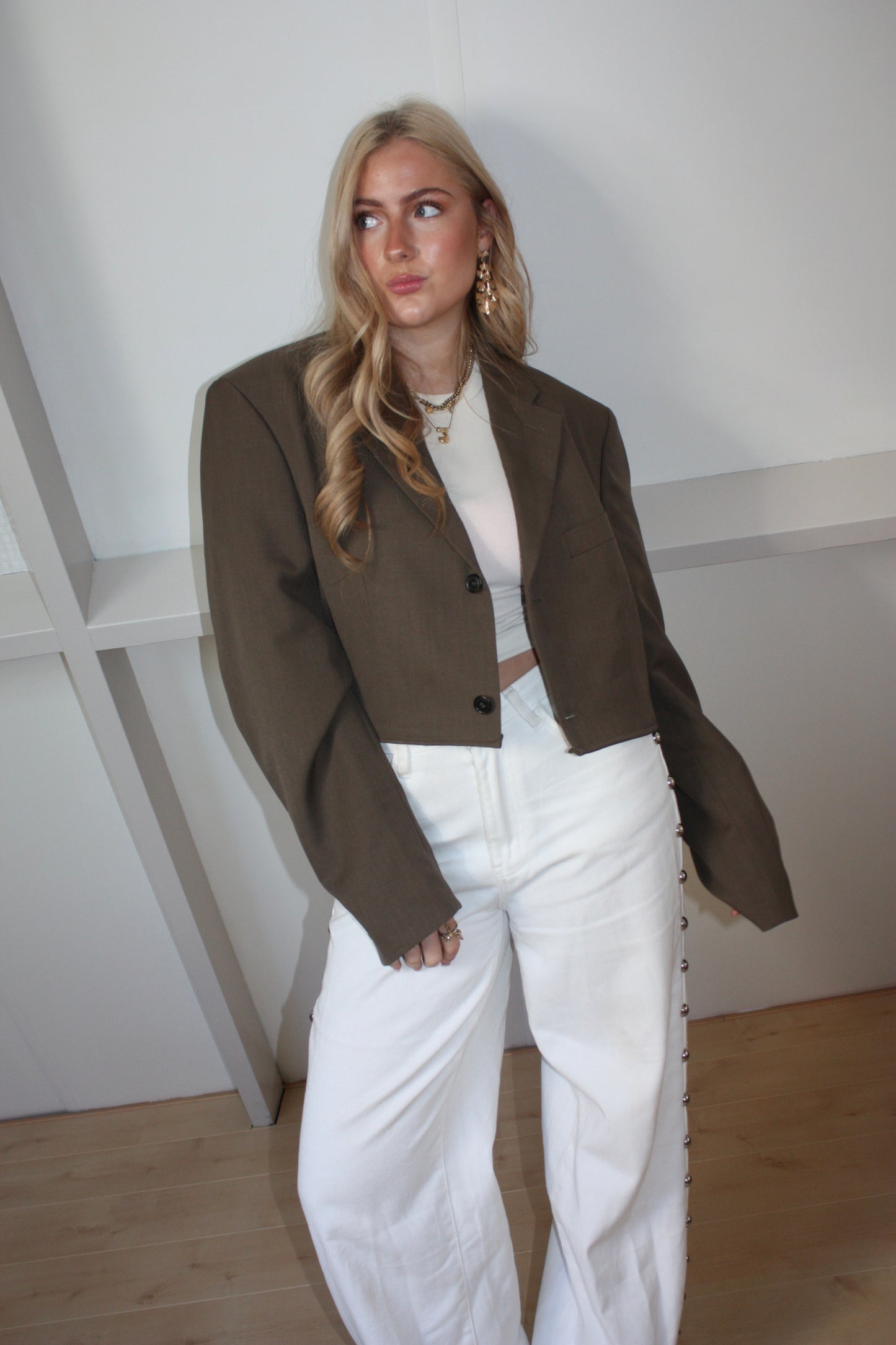 COFFEE BROWN CROPPED BLAZER