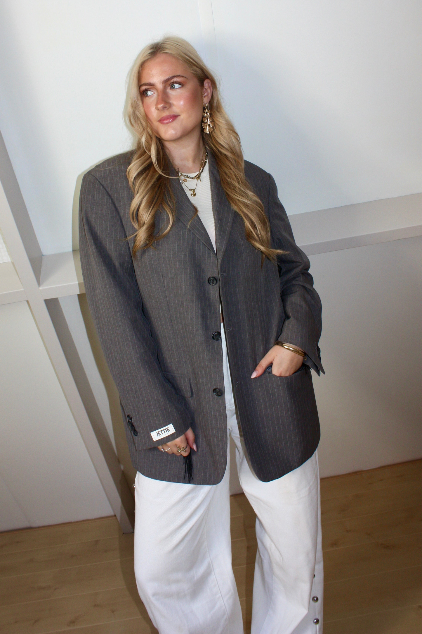 BLAZER GREY MET FRANJE