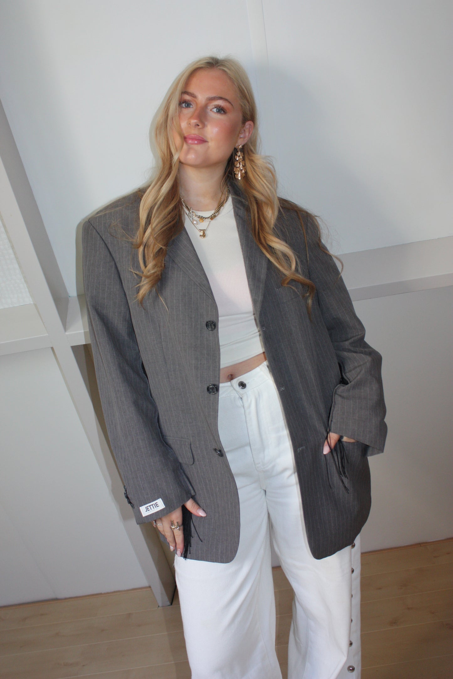 BLAZER GREY MET FRANJE