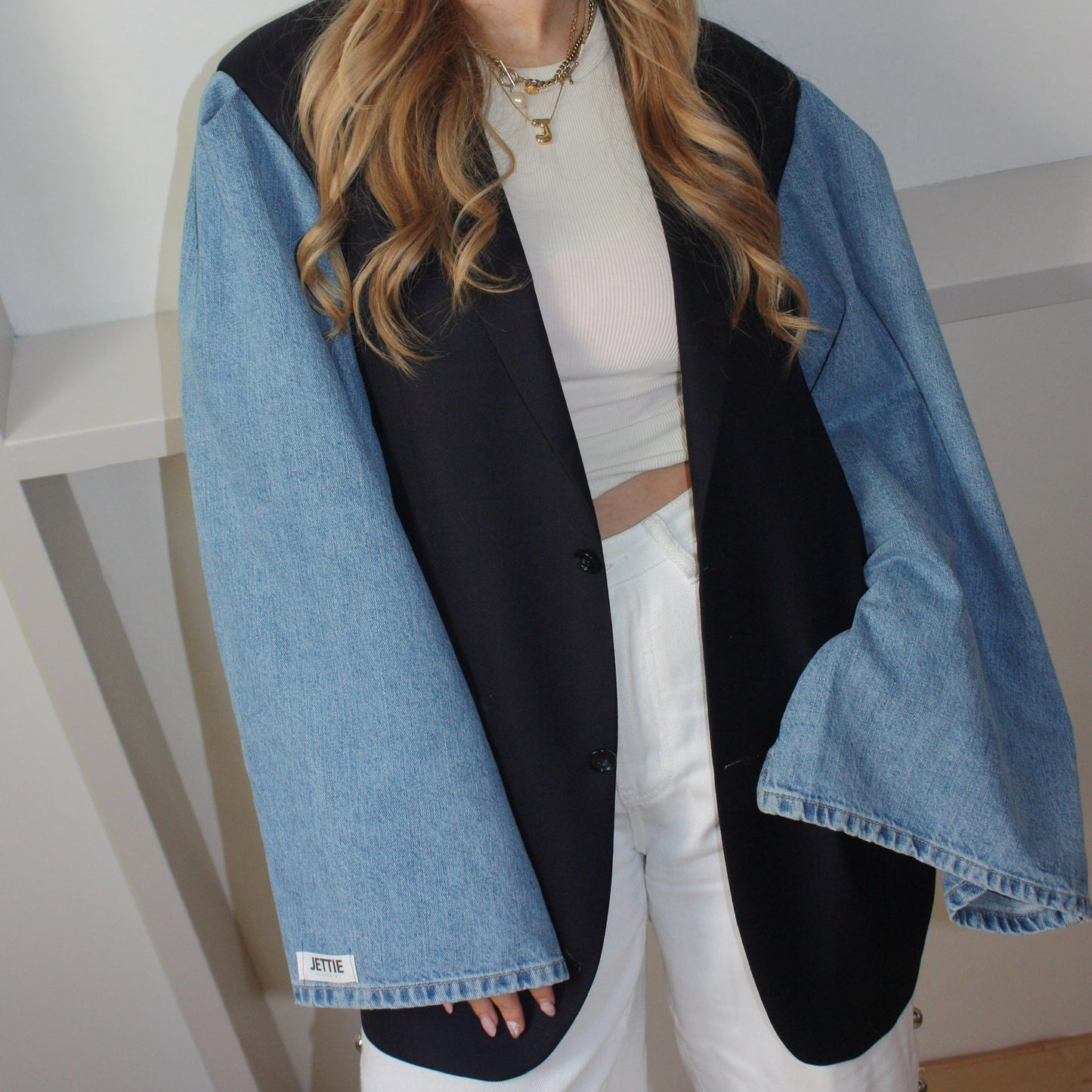 DENIM BLAZER SPLIT