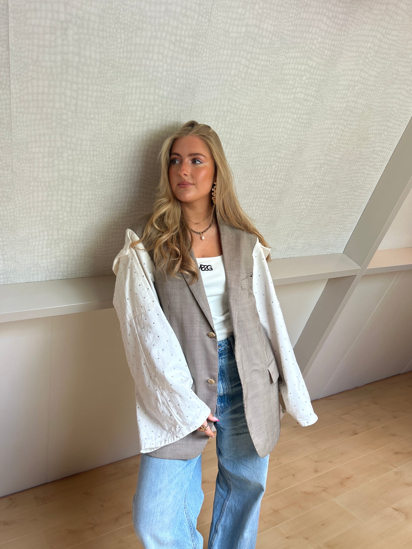 Beige Glitter Blazer (met gebruikssporen)