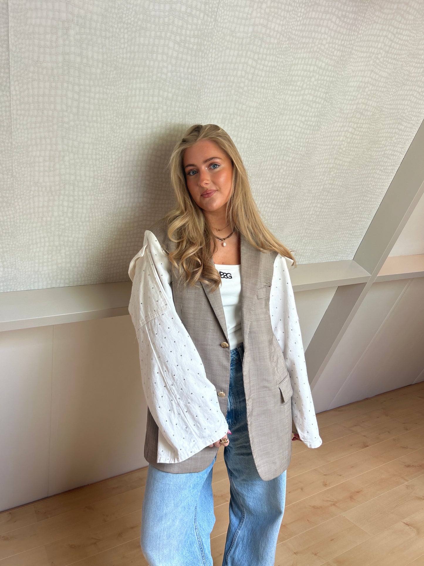 Beige Glitter Blazer (met gebruikssporen)