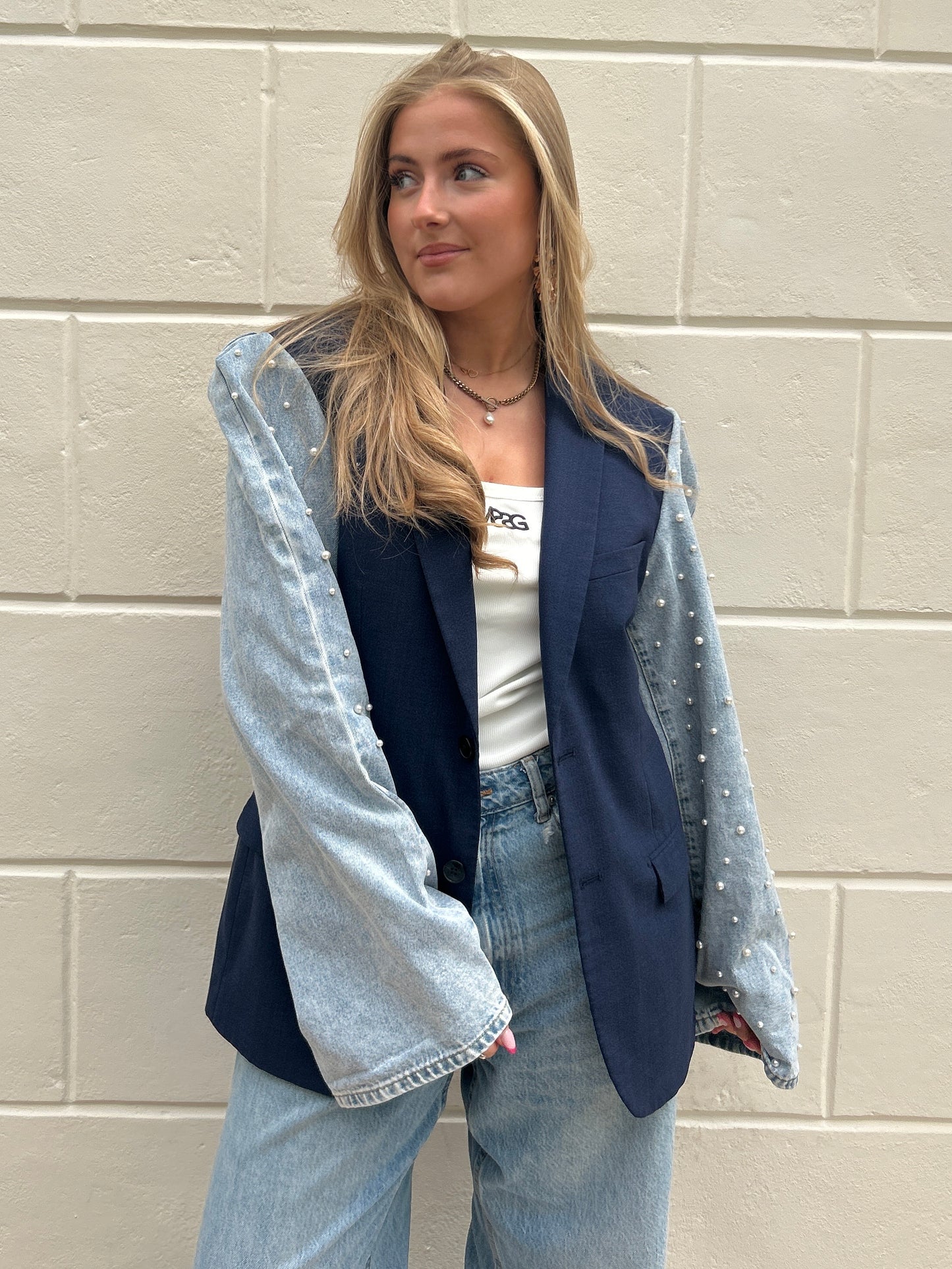 Denim Blazer Pearl