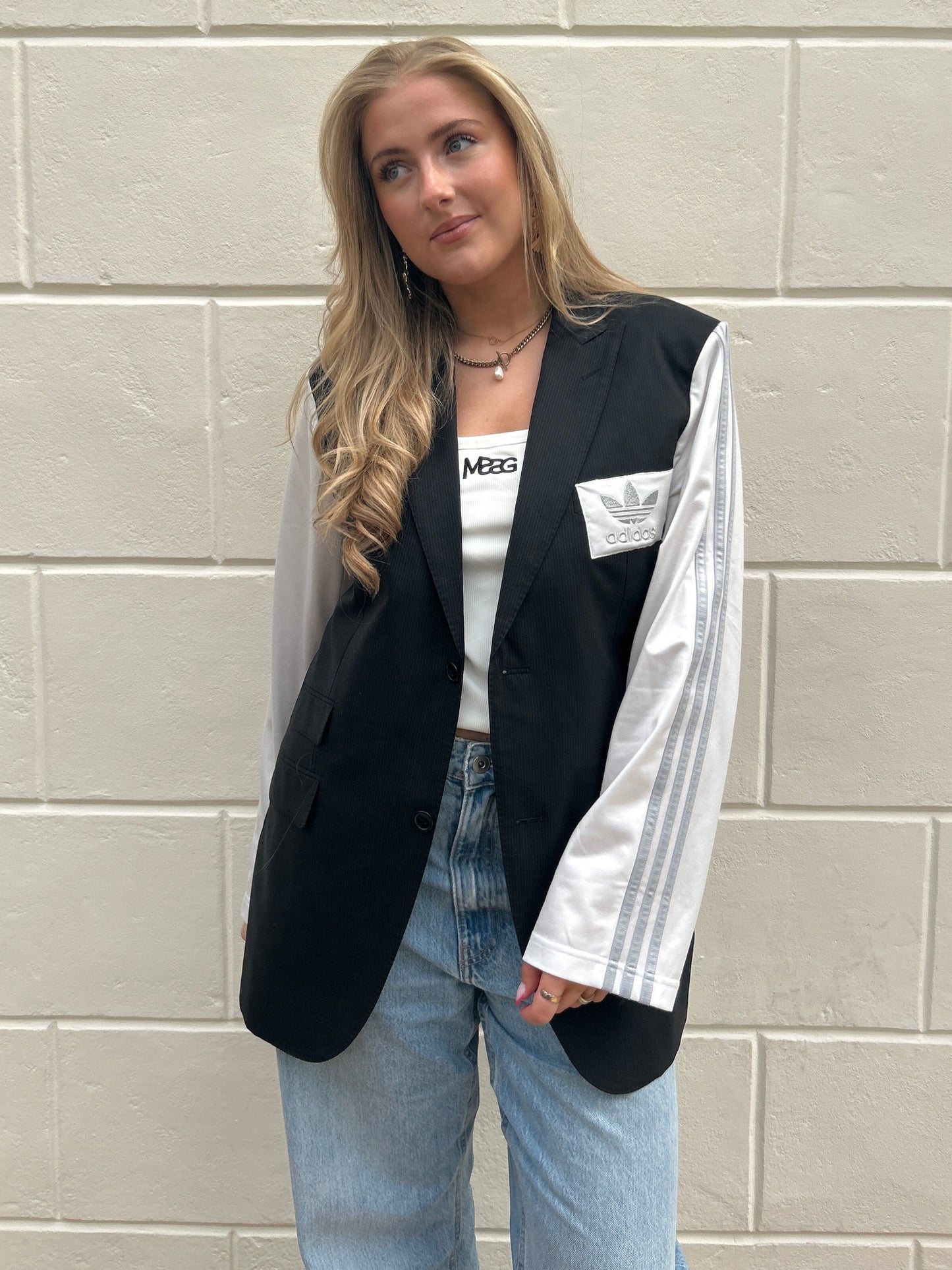 White Adidas Blazer