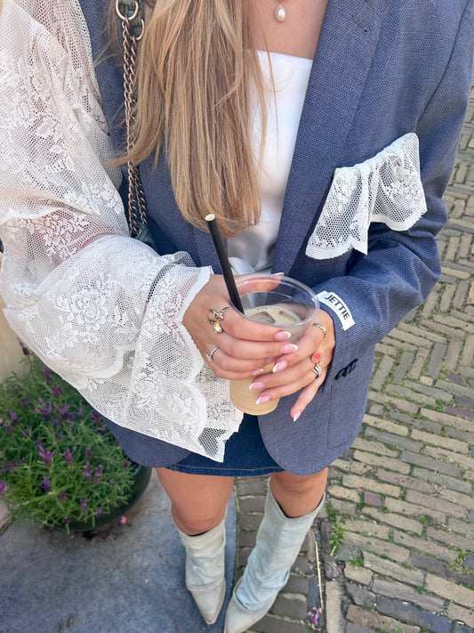 Ruffle Blue Blazer