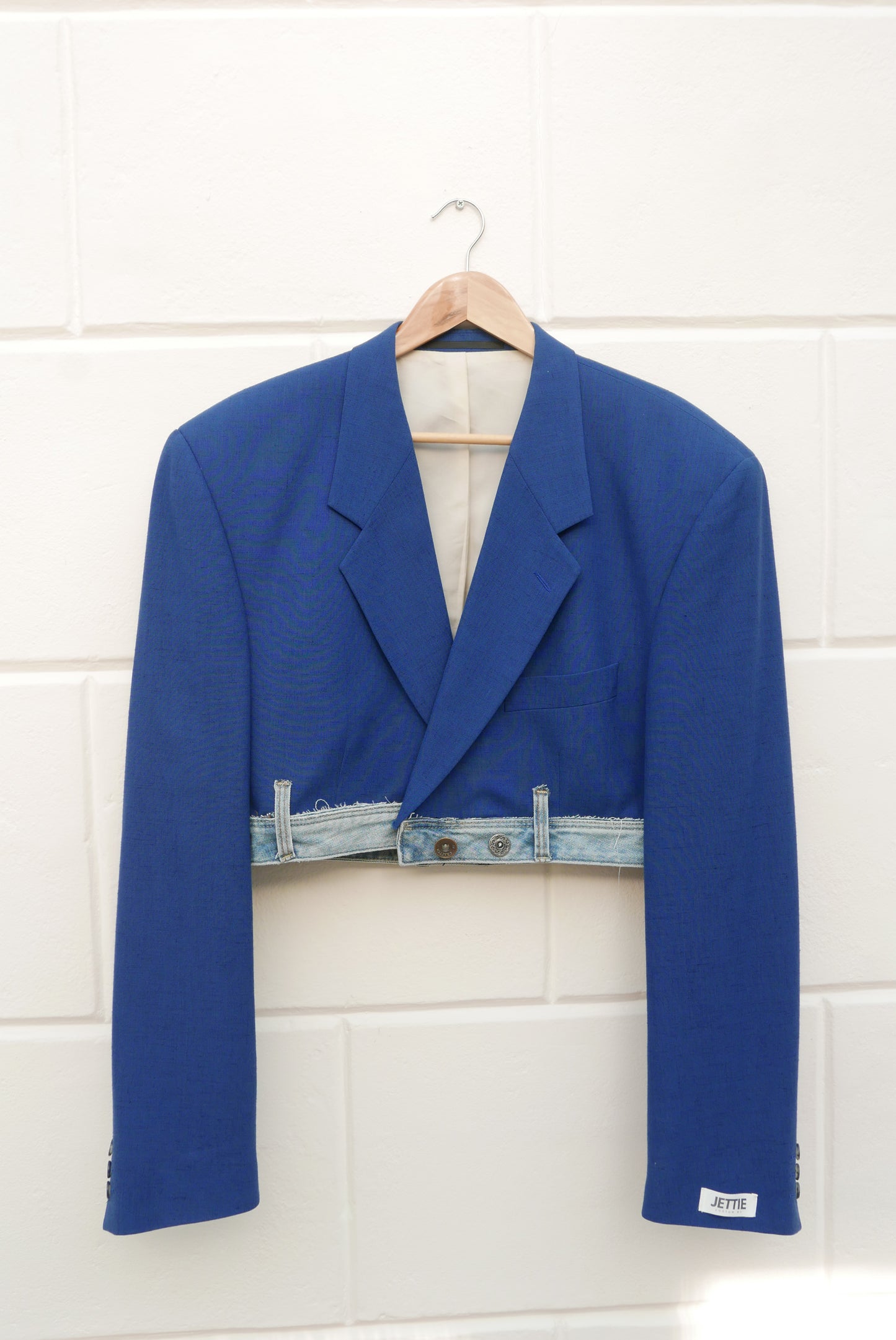 cropped blazer denim belt